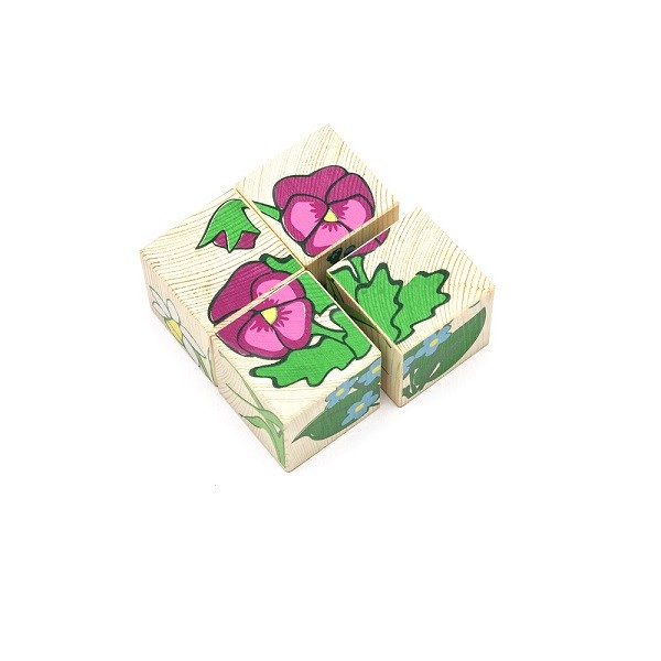 Набор из 4-х кубиков - Цветочки из серии Собери картинку  